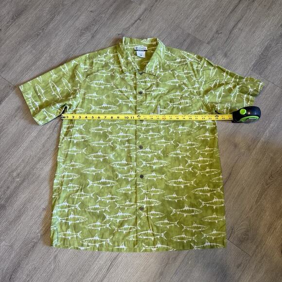 Columbia Sportswear Fish Print Shirt Men’s XL Green Barracuda Retro Beach Casual - Picture 5 of 9